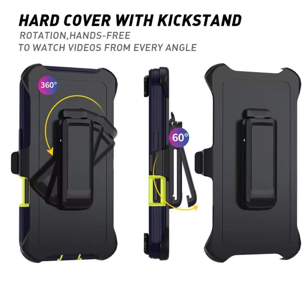 Armor Shockproof Defender iPhone case for iPhone 16 11 12 13 14 15 16 Pro max XSMAX SE2 16E Hard Back Cover with Clip Black